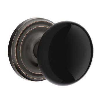 Double Dummy Ebony Porcelain Knob With Regular Rosette  in Oil Rubbed Bronze
