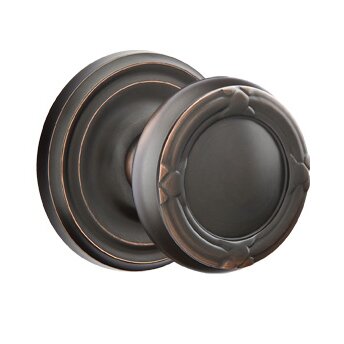 Double Dummy Ribbon & Reed Knob With Regular Rose in Oil Rubbed Bronze