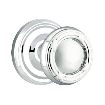 Double Dummy Ribbon & Reed Knob With Regular Rose in Polished Chrome