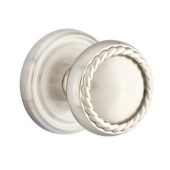Double Dummy Rope Knob With Regular Rose in Satin Nickel