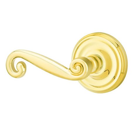 Double Dummy Left Handed Rustic Door Lever With Regular Rose in Polished Brass
