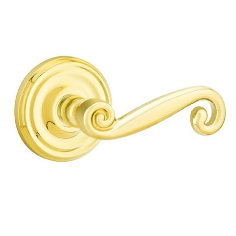 Double Dummy Right Handed Rustic Door Lever With Regular Rose in Unlacquered Brass