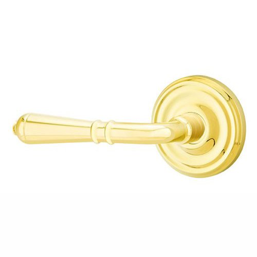 Double Dummy Left Handed Turino Door Lever With Regular Rose in Unlacquered Brass