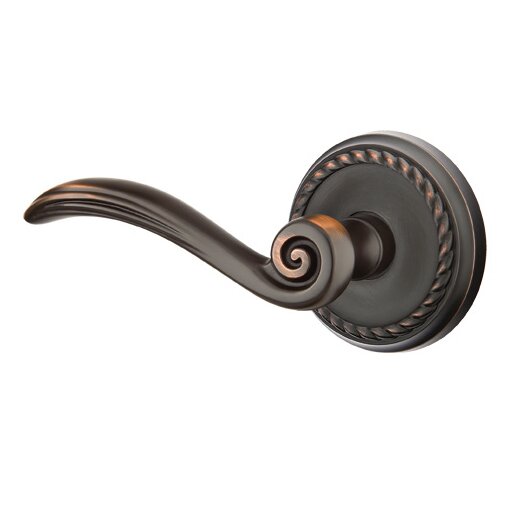 Single Dummy Left Handed Elan Lever With Rope Rose in Oil Rubbed Bronze
