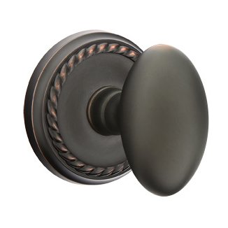 Single Dummy Egg Door Knob With Rope Rose in Oil Rubbed Bronze