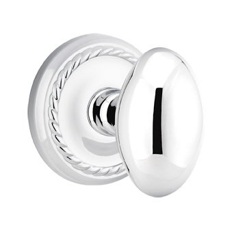 Single Dummy Egg Door Knob With Rope Rose in Polished Chrome