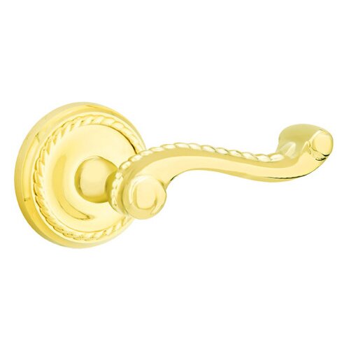 Single Dummy Right Handed Rope Lever With Rope Rose in Polished Brass