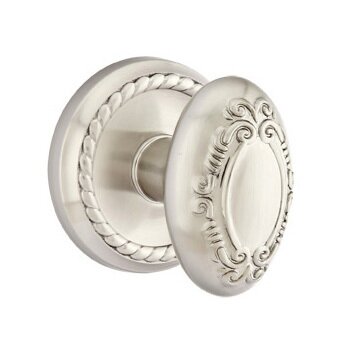 Single Dummy Victoria Knob With Rope Rose in Satin Nickel