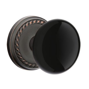 Double Dummy Ebony Porcelain Knob With Rope Rosette  in Oil Rubbed Bronze