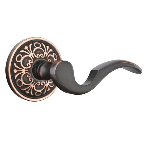 Single Dummy Right Handed Cortina Door Lever With Lancaster Rose in Oil Rubbed Bronze
