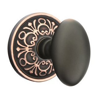 Single Dummy Egg Door Knob With Lancaster Rose in Oil Rubbed Bronze