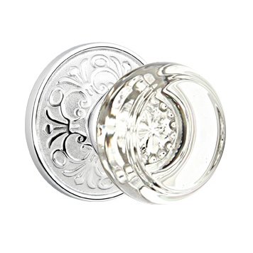 Single Dummy Georgetown Door Knob with Lancaster Rose in Polished Chrome