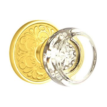 Single Dummy Georgetown Door Knob with Lancaster Rose in Polished Brass