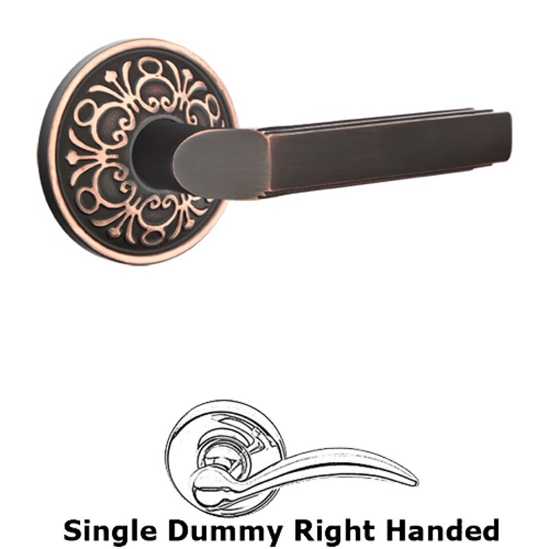 Single Dummy Right Handed Milano Door Lever With Lancaster Rose in Oil Rubbed Bronze