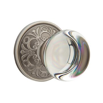 Single Dummy Providence Door Knob with Lancaster Rose in Pewter