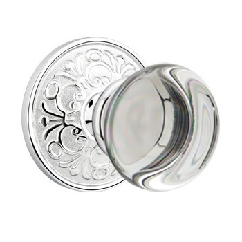 Single Dummy Providence Door Knob with Lancaster Rose in Polished Chrome