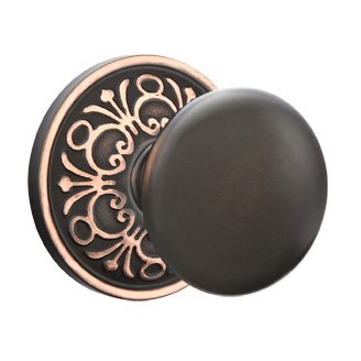 Single Dummy Providence Door Knob With Lancaster Rose in Oil Rubbed Bronze