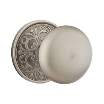 Single Dummy Providence Door Knob With Lancaster Rose in Pewter