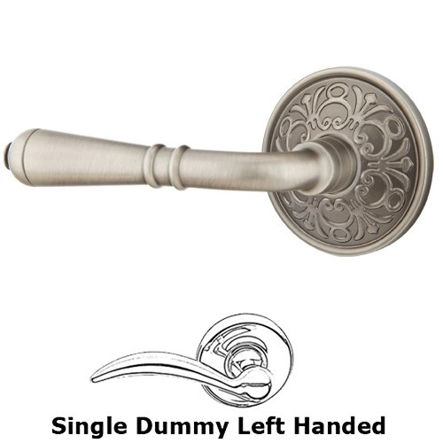Single Dummy Left Handed Turino Door Lever With Lancaster Rose in Pewter