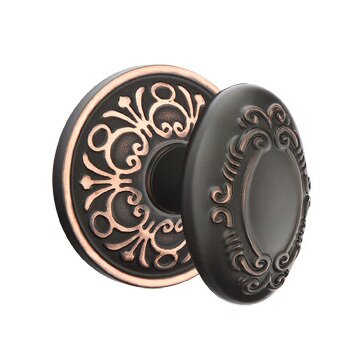 Single Dummy Victoria Knob With Lancaster Rose in Oil Rubbed Bronze