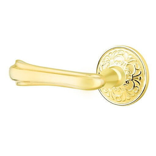 Single Dummy Left Handed Wembley Lever With Lancaster Rose in Unlacquered Brass