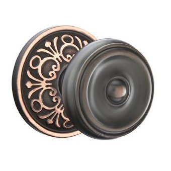 Single Dummy Waverly Door Knob With Lancaster Rose in Oil Rubbed Bronze