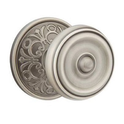 Single Dummy Waverly Door Knob With Lancaster Rose in Pewter
