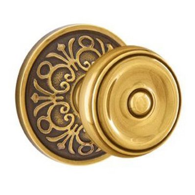 Single Dummy Waverly Door Knob With Lancaster Rose in French Antique Brass