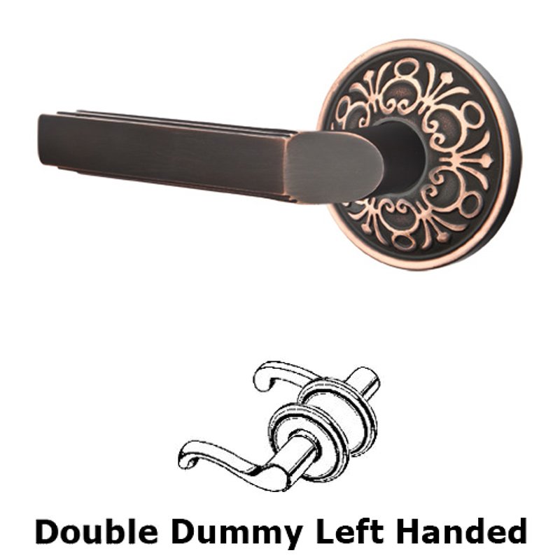 Double Dummy Left Handed Milano Door Lever With Lancaster Rose in Oil Rubbed Bronze