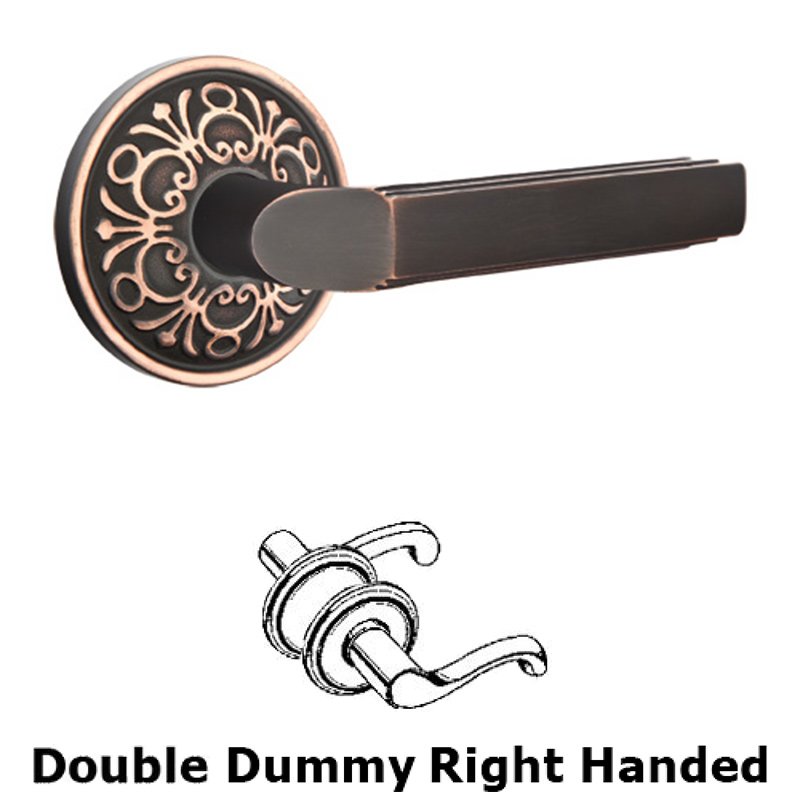 Double Dummy Right Handed Milano Door Lever With Lancaster Rose in Oil Rubbed Bronze
