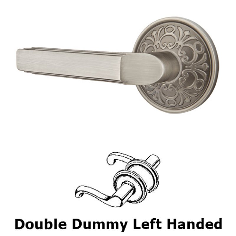 Double Dummy Left Handed Milano Door Lever With Lancaster Rose in Pewter