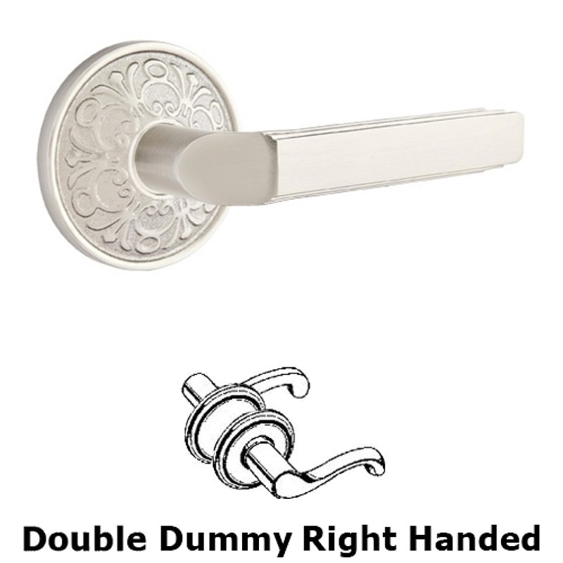 Double Dummy Right Handed Milano Door Lever With Lancaster Rose in Satin Nickel
