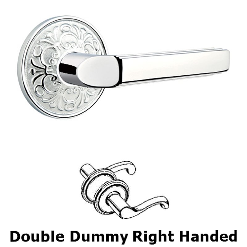 Double Dummy Right Handed Milano Door Lever With Lancaster Rose in Polished Chrome