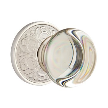 Providence Double Dummy Door Knob with Lancaster Rose in Satin Nickel