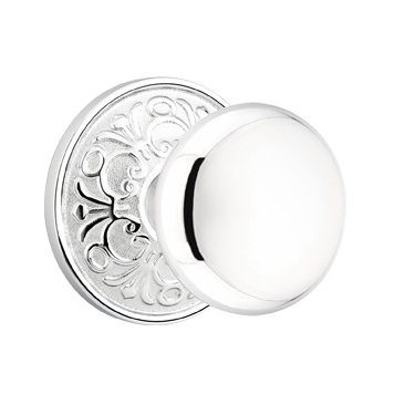 Double Dummy Providence Door Knob With Lancaster Rose in Polished Chrome