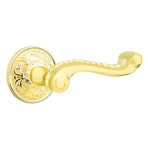 Double Dummy Rope Right Handed Lever With Lancaster Rose in Unlacquered Brass