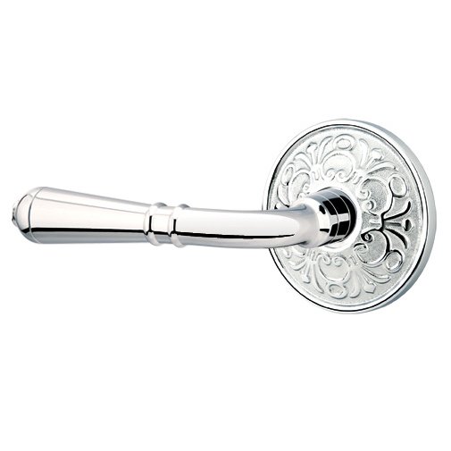 Double Dummy Left Handed Turino Door Lever With Lancaster Rose in Polished Chrome