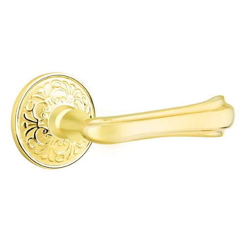 Double Dummy Wembley Right Handed Lever With Lancaster Rose in Unlacquered Brass