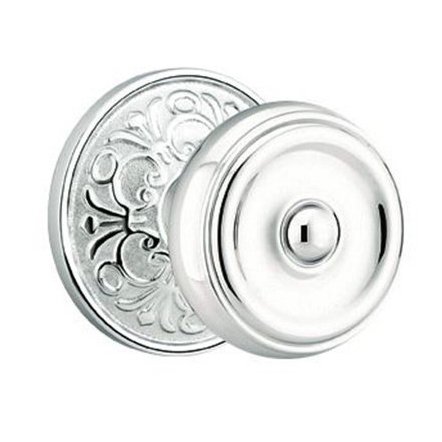 Double Dummy Waverly Door Knob With Lancaster Rose in Polished Chrome