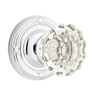 Single Dummy Astoria Door Knob with Ribbon & Reed Rose in Polished Chrome