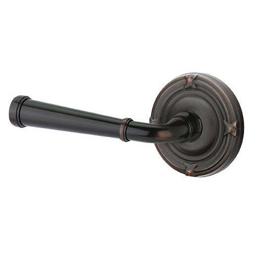 Single Dummy Left Handed Merrimack Lever With Ribbon & Reed Rose in Oil Rubbed Bronze