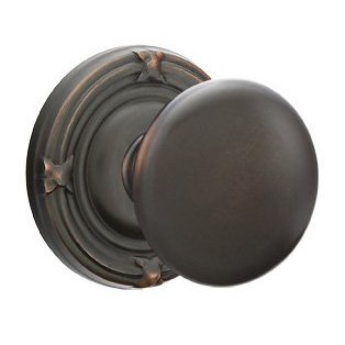 Single Dummy Providence Door Knob With Ribbon & Reed Rose in Oil Rubbed Bronze