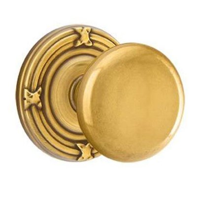 Single Dummy Providence Door Knob With Ribbon & Reed Rose in French Antique Brass