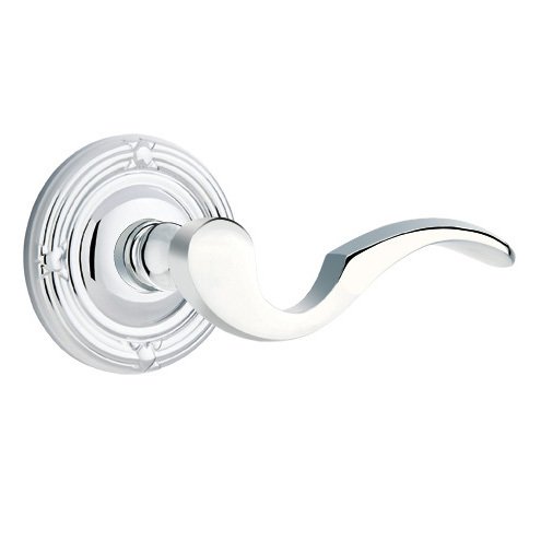 Double Dummy Right Handed Cortina Door Lever With Ribbon & Reed Rose in Polished Chrome
