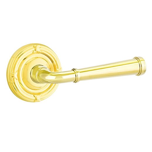 Double Dummy Merrimack Right Handed Lever With Ribbon & Reed Rose in Unlacquered Brass