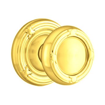 Double Dummy Ribbon & Reed Knob With Ribbon & Reed Rose in Polished Brass
