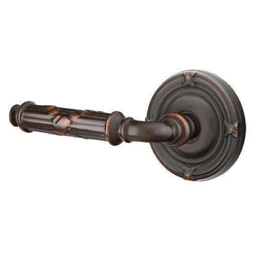 Double Dummy Ribbon & Reed Left Handed Lever With Ribbon & Reed Rose in Oil Rubbed Bronze