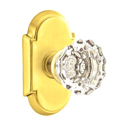 Single Dummy Astoria Door Knob with #8 Rose in Unlacquered Brass