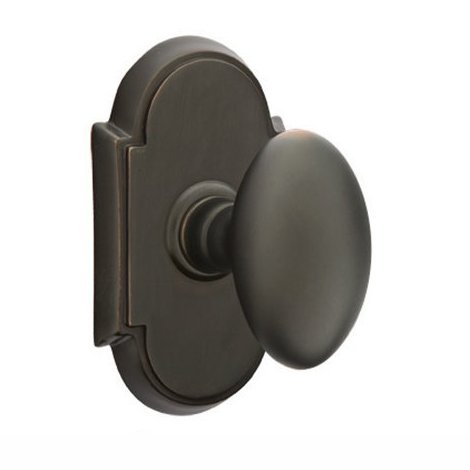 Single Dummy Egg Door Knob With #8 Rose in Oil Rubbed Bronze