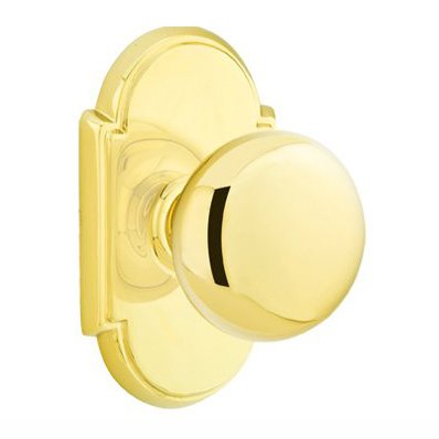 Single Dummy Providence Door Knob With #8 Rose in Polished Brass